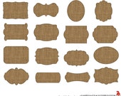 Items similar to Label clip art: "BURLAP TAGS" with 16 burlap label ...