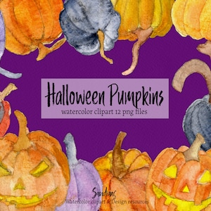 Clipart "HALLOWEEN POMPOENEN" hand geverfd in diverse variaties, 11 clipart 300 dpi PNG bestanden