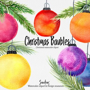 Clipart "CHRISTMAS BALLS" dipinto a mano, 6 clipart 300 dpi PNG file