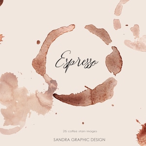 Watercolor clip art coffee stains