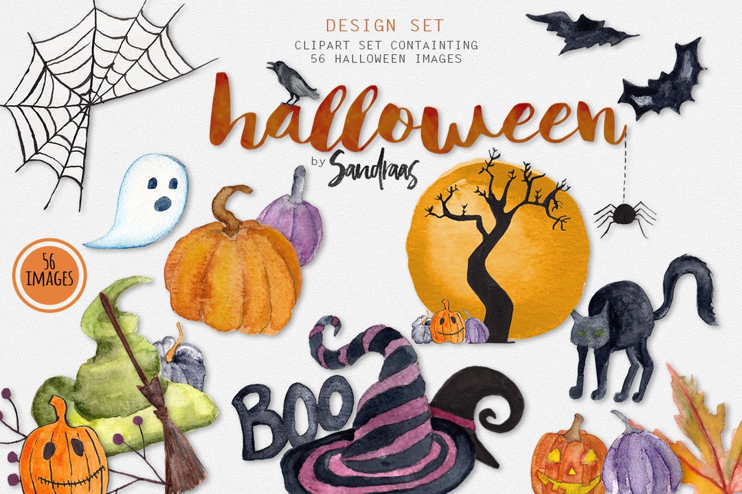 Halloween Clipart: halloween Figures With Spooky Black, White and ...