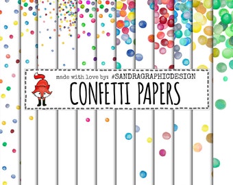 Digital paper with CONFETTI  PATTERNS in rainbow colors for scrapbooking, cards, etc (1168)