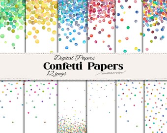 Papel digital con confeti de colores del arcoíris para scrapbooking, creación de tarjetas, etc. (1168)