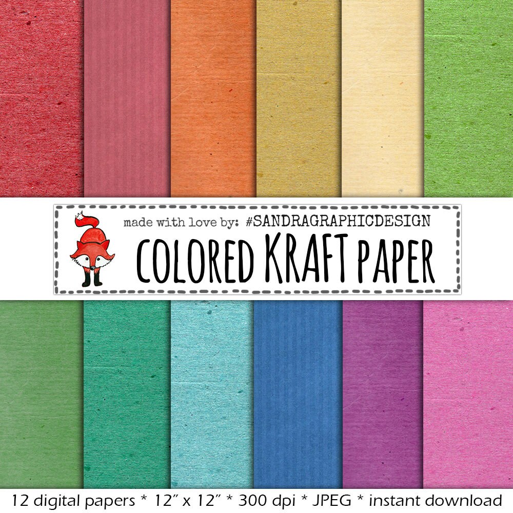 Digital Paper Pack kraft PAPER Color With Kraft Paper Backgrounds Textures in Bright Colors Instant Download 1094 Etsy Ireland