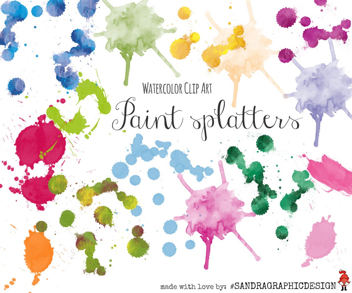 Paint clip art: PAINT SPLASHES with 25 paint | Etsy