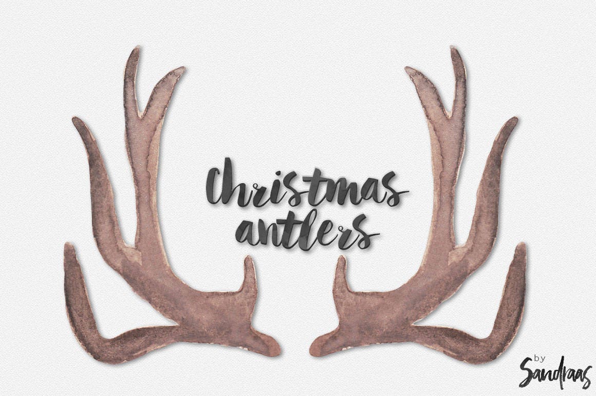 Christmas Antlers Clip Art Watercolor Clip Art Watercolor | Etsy