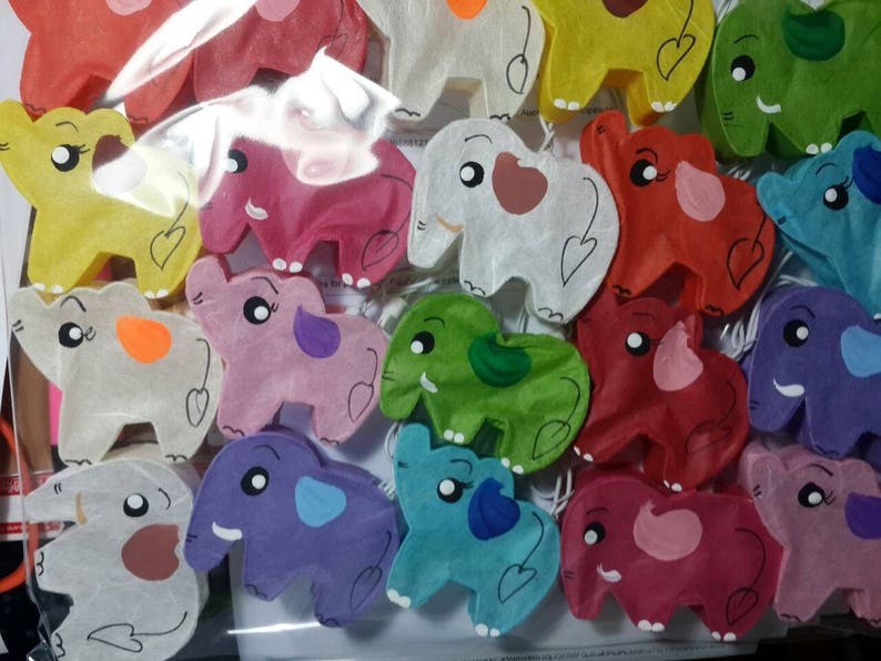 String Fairy Lights Home Garden 20 X Handmade Elephant