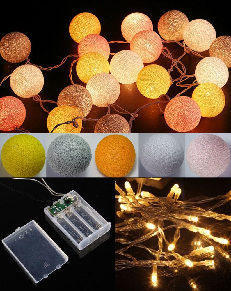 Mix Hot Pink Cotton Ball String Lights Fairy Lights Party Decor