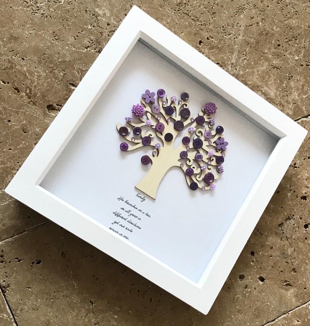 Button Art Tree. Purple Button Tree. Including Family Quote. - Etsy UK