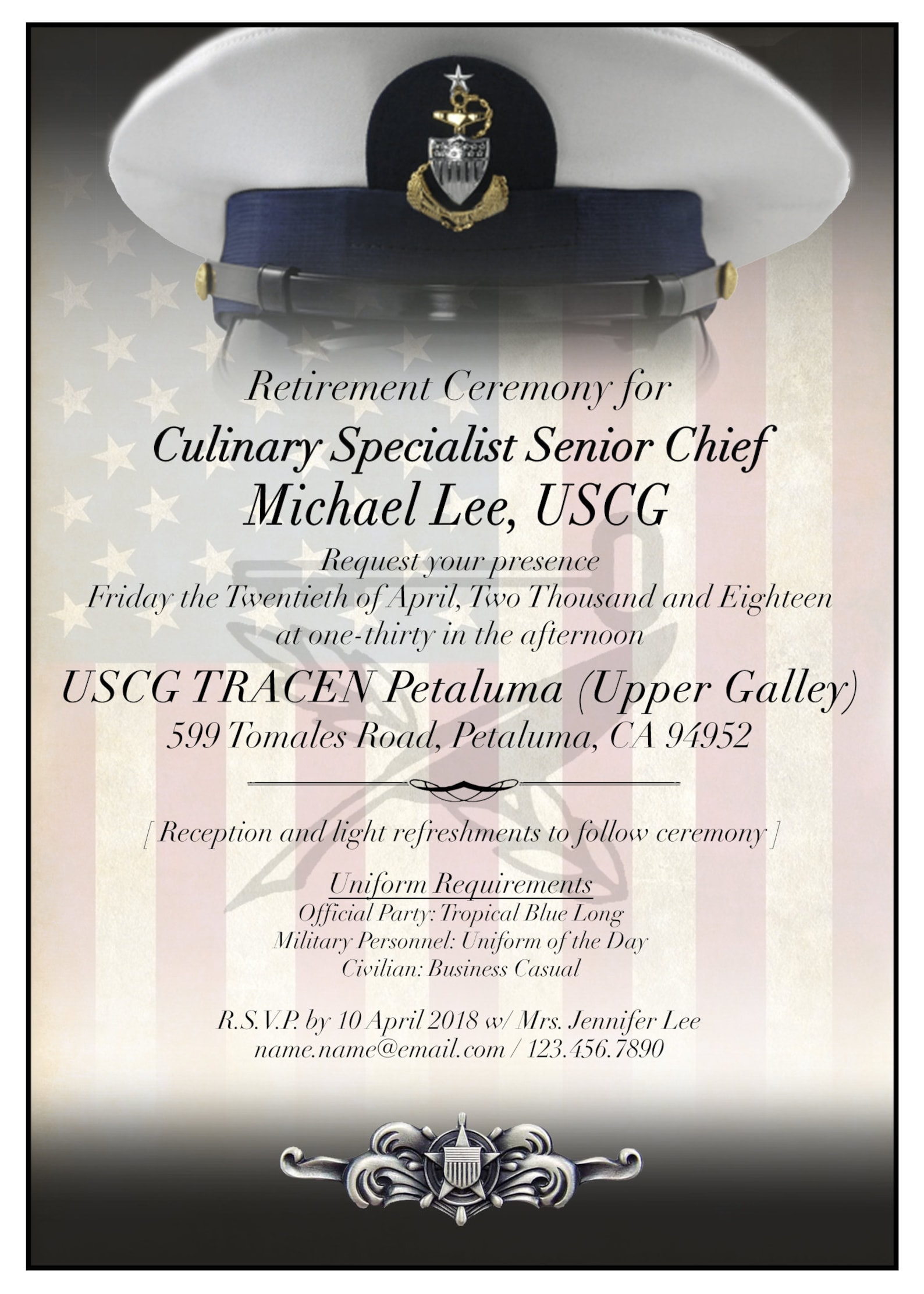 Coast Guard Chief/senior/master Chief Invitation Etsy