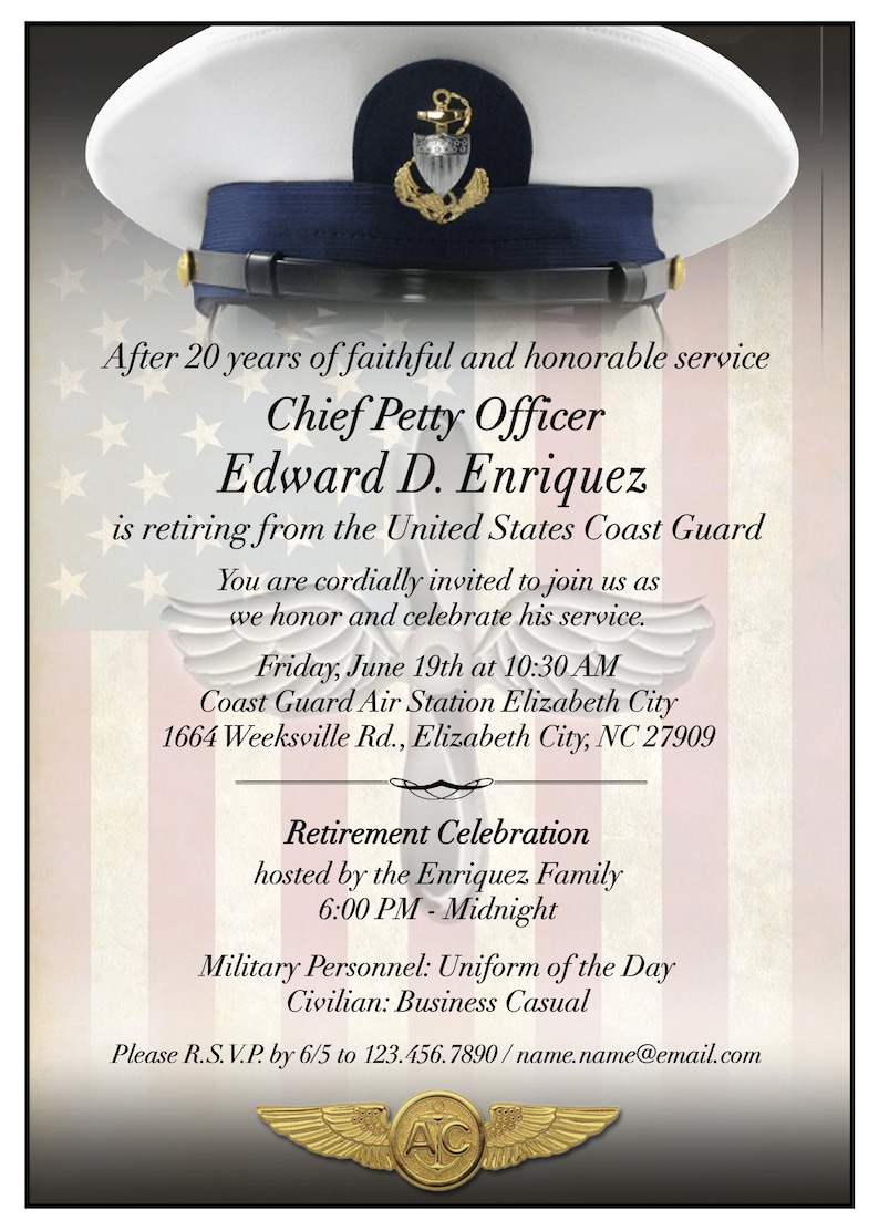 Coast Guard Chief/senior/master Chief Invitation Etsy