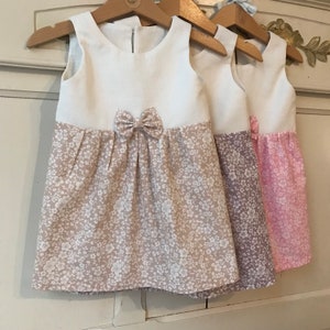 OFFRE SPÉCIALE Robe bébé Robe bébé Robe bébé fille Robe coton lin bébé Robe dété Beige