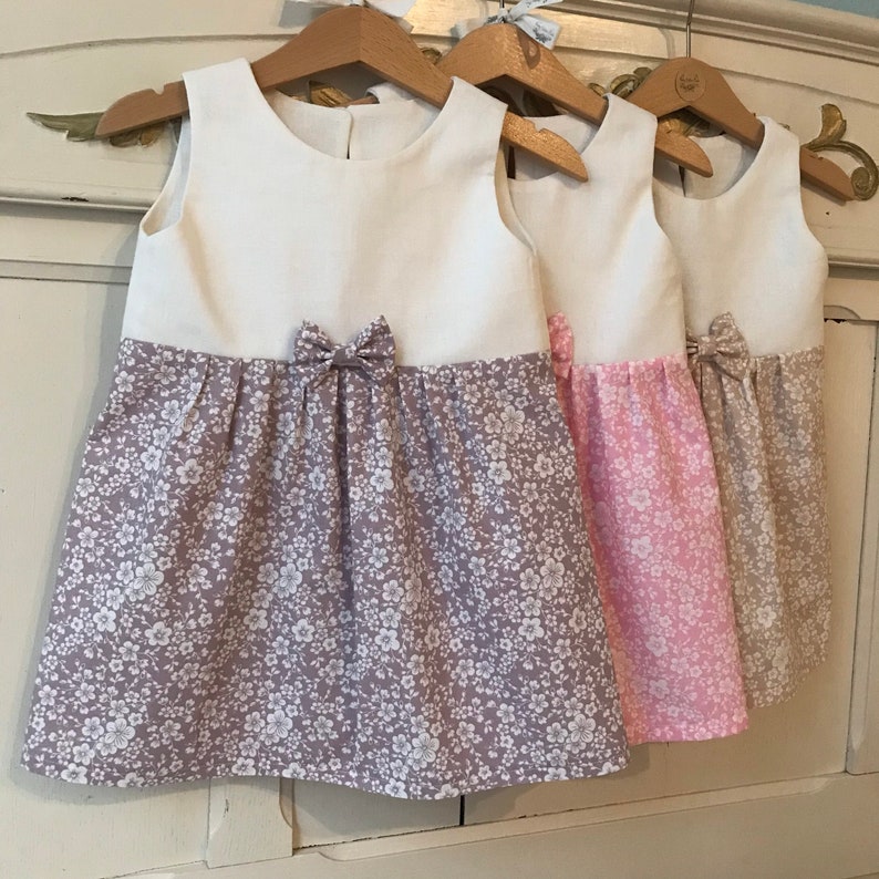 OFFRE SPÉCIALE Robe bébé Robe bébé Robe bébé fille Robe coton lin bébé Robe dété image 4