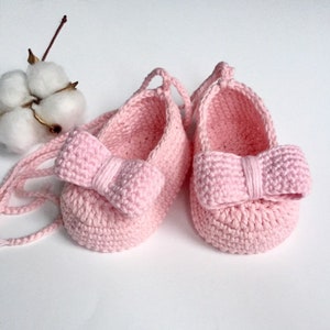 Baby Ballerina Shoes pink Girls Baby Shoes Knitted and Crocheted Shoes Baby ShoesBallerina image 2