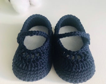 Dunkelblaue Mary Jane‘s Schuhe Baby Schuhe Baby Häkelschuhe Strick und Häkelschuhe Baby Girl shoes