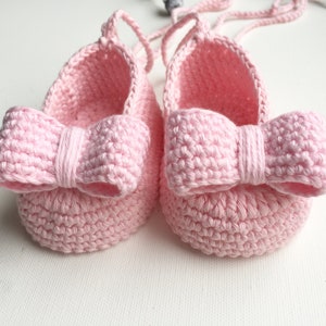 Baby Ballerina Shoes pink Girls Baby Shoes Knitted and Crocheted Shoes Baby ShoesBallerina image 1