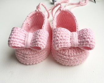 Rosa Baby SchuheCotton Ballerina Schuhe in Rosa Mädchen Baby Schuhe Strick und Häkel-schuhe Baby Ballerina Schuhe