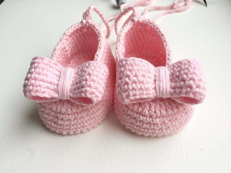 Baby Ballerina Shoes pink Girls Baby Shoes Knitted and Crocheted Shoes Baby ShoesBallerina image 1
