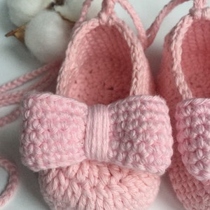 Baby Ballerina Shoes pink Girls Baby Shoes Knitted and Crocheted Shoes Baby ShoesBallerina image 5