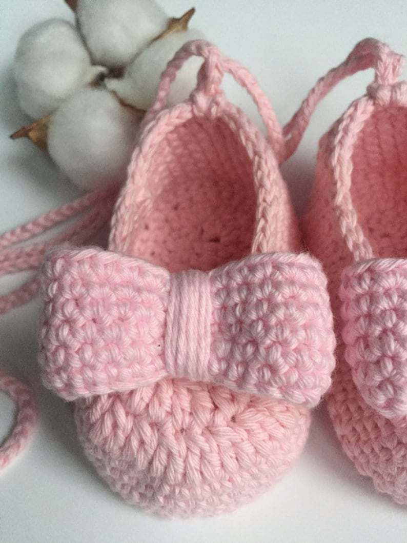 Baby Ballerina Shoes pink Girls Baby Shoes Knitted and Crocheted Shoes Baby ShoesBallerina image 5