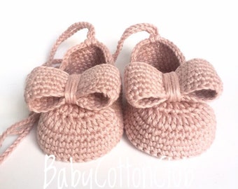 Chaussures de bébé de couleur Dusty Rose chaussures de ballerine chaussures de bébé filles Dusty Rose chaussures en tricot et au crochet chaussures de ballerine pour bébé