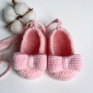 Baby Ballerina Shoes pink Girls Baby Shoes Knitted and Crocheted Shoes Baby ShoesBallerina image 4