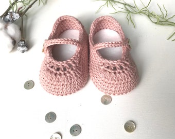 Dusty Rose farbene Mary Jane‘s Schuhe Baby Schuhe Baby Häkelschuhe Strick und Häkelschuhe