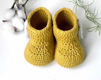 Curry Baby Bootes Baby Boots avec glands Curry Colored Baby Bootes Tricots et Crochet Chaussures