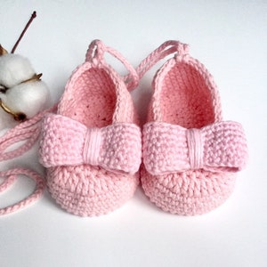 Baby Ballerina Shoes pink Girls Baby Shoes Knitted and Crocheted Shoes Baby ShoesBallerina image 3