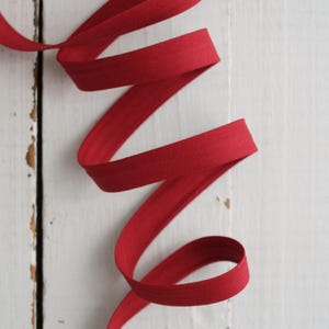 Cinta al bies de doble pliegue de 1/2" - Rojo rubí puro liso / Cinta de algodón para costura y ribetes / Rollo continuo, cinta al bies / Artículos de costura
