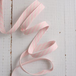 1/2" Double Fold Bias Tape – Light Pink Stripe | Cotton Quilt Binding & Seam Tape | Continuous Roll, Bias Binding | Sewing Bag Notions