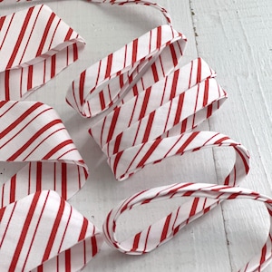Nastro sbieco a doppia piega - Candy Red Stripe