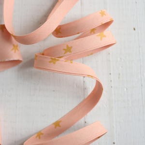 Starry Peach bomullssnedband – 1/2" dubbelvikt, extra bred snedkant