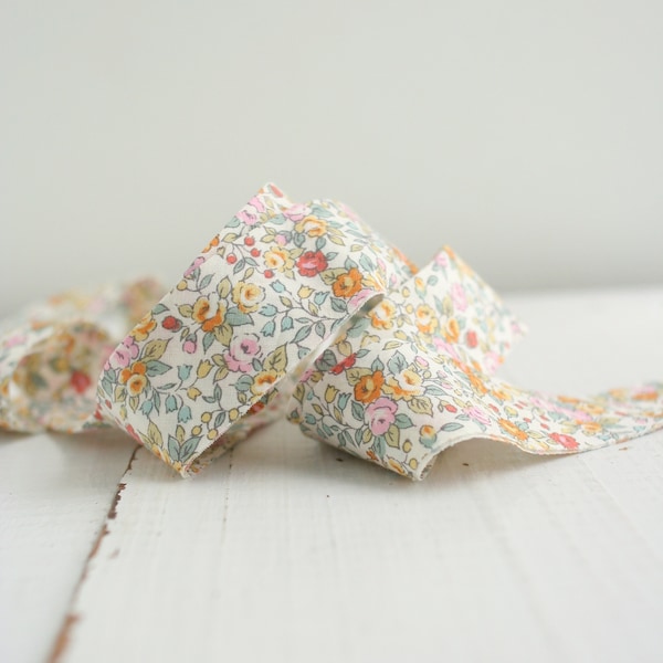 Cinta al bies de algodón de 6,35 cm de ancho para colchas, bolsos y manualidades. Cinta al bies de tela floral para colchas, bolsos y manualidades.