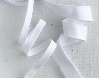 White Cotton Double Fold Bias Tape – 1/2" Continuous Roll