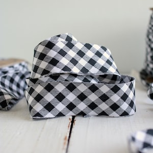 2.5&quot; Bias Quilt Binding - Campfire Gingham, Black and White