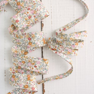 Cinta al bies de doble pliegue de 1/2" - Ramo floral bohemio de verano / Cinta de algodón para ribete y costura / Rollo continuo, cinta al bies / Liberty Notions