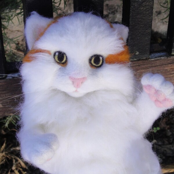 Meet 'Fluff' - large needle felted, long-haired Cat