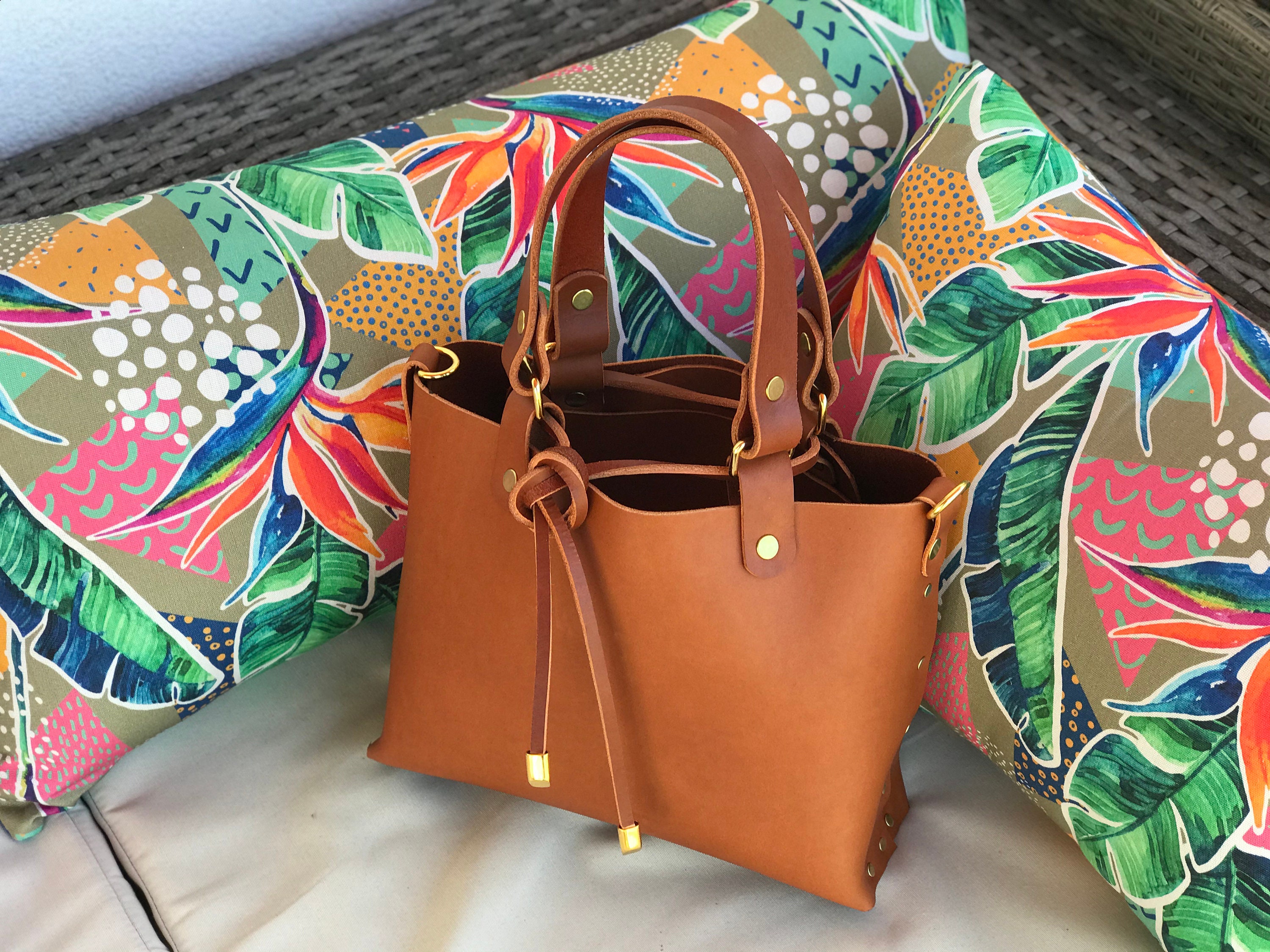 handmade leather tote