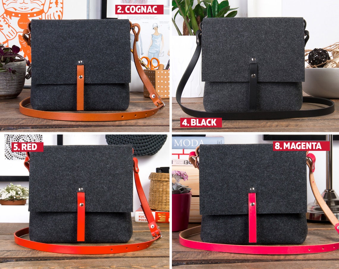 Grey Crossbody Felt Purse Felt Bag Handbags Purses and Etsy