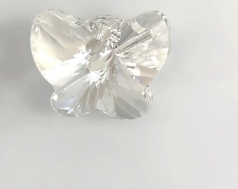 1 colgante de mariposa Swarovski 6754 de 18 mm, cuenta de mariposa de cristal en tono plateado, dije de mariposa de cristal brillante