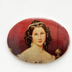 2x vintage cameeën 40 mm x 30 mm, ovale cabochons, metalen cabochons, portretminiaturen, Victoriaanse antieke stijl cabochon, geschilderde camee 1,5" F