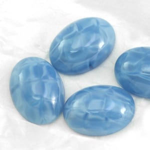 4x Blue Glass Cabochons 18mm x 13mm, Czech Glass Cabochon, Preciosa Blue Agate Effect, Oval Cabochon, Vintage Cabochons, 18mm Blue Cabochons