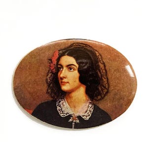 2x Vintage Cameos 40mm x 30mm, Oval Cabochons, Metal Cabochons, Portrait Miniatures, Victorian Antique Style Cabochon, Painted Cameo 1.5&quot; E