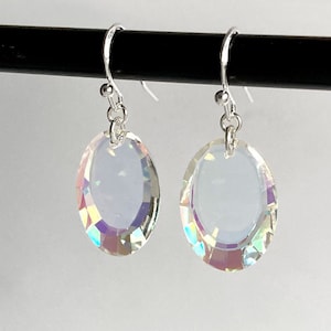 Orecchini in cristallo Swarovski, orecchini Crystal AB, argento sterling con perline di cristallo vintage RARE, orecchini pendenti, cristallo che cambia colore