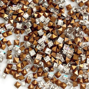 20x Strass quadrati in cristallo trasparente da 3 mm, cristalli quadrati, piccole pietre quadrate, pietre con retro in lamina trasparente, ceche o Swarovski 4400 4401 4428