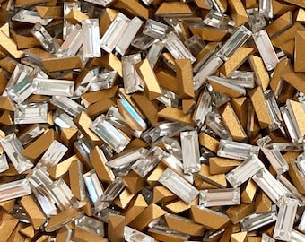 12x Swarovski Crystal Baguette Rhinestones 5mm x 2mm, Clear Rectangle Chaton 4500 4501, Clear Cut Crystal Baguette, 5mm Pointy Back Crystal