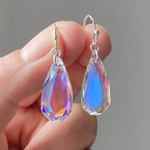 Orecchini Swarovski Crystal AB, orecchini a gancio in argento sterling, RARO cristallo cangiante vintage, orecchini pendenti con cristalli scintillanti