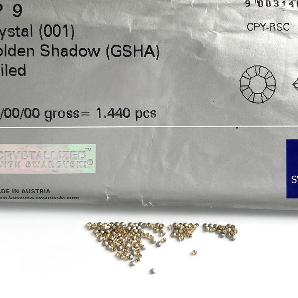 40x SWAROVSKI Crystal Golden Shadow 1.5mm PP9, Golden Shadow 1028 SS4, Pale Gold Rhinestone 1100 1012 1028 1088, Pointy Back Chaton PP9