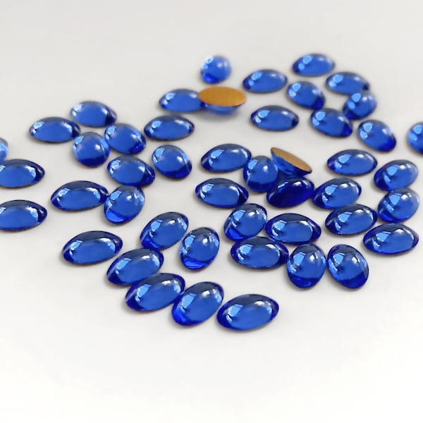 20x Swarovski Sapphire Cabochons 2190/4, Blue 6mm x 4mm Flatback, Vintage Foiled Oval Cabochons, Tiny Blue Stones Nail Art Jewelry Repairs